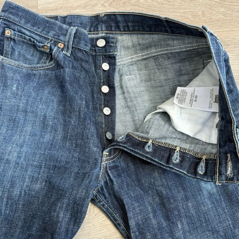 Levis 501 Dark Wash Slub Denim Jeans Mens 00501-0669 Tag 34x30 Fits 32x27 Mexico